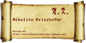 Nikolits Krisztofer névjegykártya